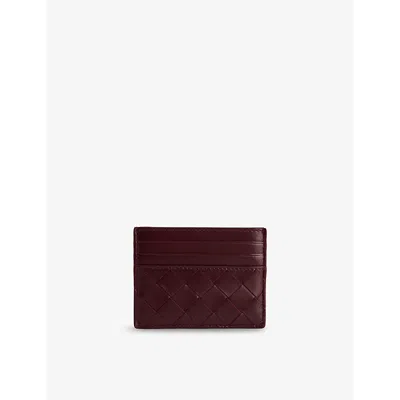 BOTTEGA VENETA WOMENS BAROLO-GOLD INTRECCIATO LEATHER CARD HOLDER