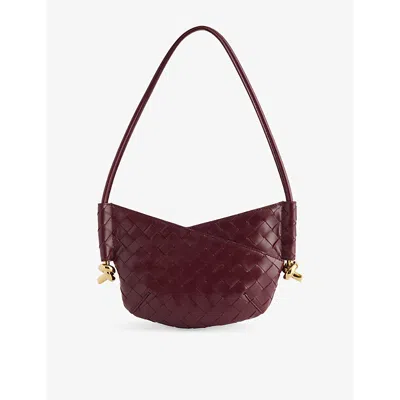 Bottega Veneta Womens Baby Solstice Leather Shoulder Bag Barolo-m Brass In Burgundy