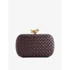 Bottega Veneta Womens Barolo-m Brass Knot Intrecciato Leather Clutch In Brown