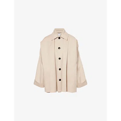 Bottega Veneta Womens Beige Melange Double-faced Button-front Wool And Cashmere-blend Coat