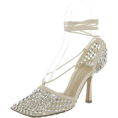 Pre-owned Bottega Veneta Womens Beige Strappy Pumps Shoes 37.5 Medium(b,m) Bhfo 1072 In Toile