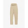 Bottega Veneta Womens  Belted Two-slip-pockets Straight-leg High-rise Cotton-blend Trousers In Sand