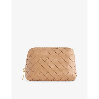 Bottega Veneta Womens Intrecciato Leather Pouch Biscuit-gold
