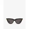Bottega Veneta Womens Black 6j000421 Bv1265s Cat Eye-frame Acetate Sunglasses In Black