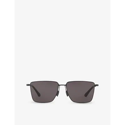 Bottega Veneta Womens Black 6j000422 Bv1267s Square-frame Metal Sunglasses In Gray