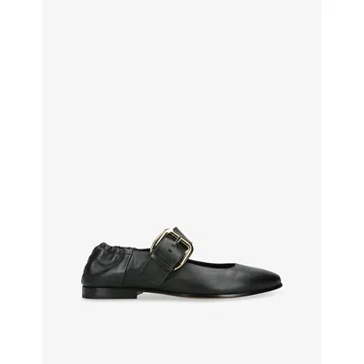 Bottega Veneta Womens Black Astaire Mary-jane Leather Ballet Pumps Eur 39 / 6 Uk