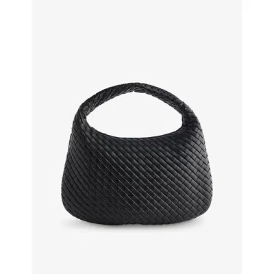 Bottega Veneta Womens Black Brass Veneta Medium Leather Hobo Bag