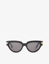 Bottega Veneta Womens Black Bv1035s Acetate Cat's Eye Sunglasses In Black