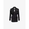 Bottega Veneta Bunny Lapel Brooch Compact Wool Jacket In Black