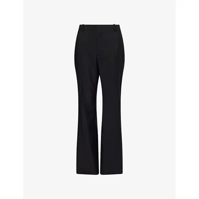 Bottega Veneta Womens Flared Straight-leg Wool Trousers Black