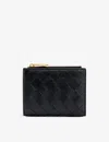 Bottega Veneta Womens Black-gold Intrecciato Leather Card Holder In Black-gold