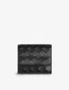 Bottega Veneta Womens Black-gold Intrecciato Leather Trifold Wallet In Black-gold