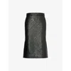 Bottega Veneta Womens Black Intrecciato Two-slip-pockets Leather Midi Skirt In Black