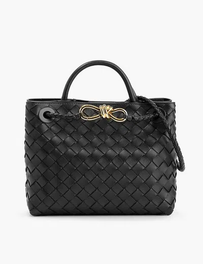 Bottega Veneta Womens Black-m Brass-black Andiamo Intrecciato Leather Top-handle Bag