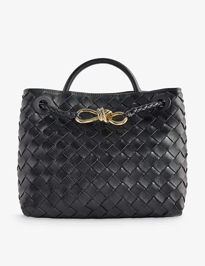 Bottega Veneta Womens Black-m Brass-black Andiamo Leather Top-handle Bag