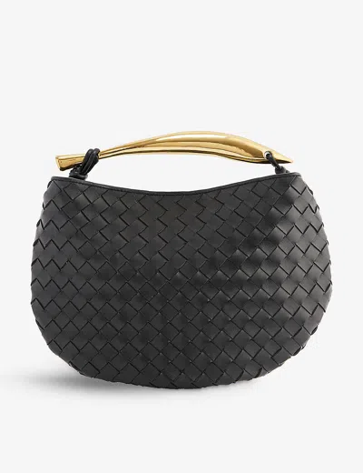 Bottega Veneta Sardine Intrecciato Leather Top-handle Bag In Black-m Brass