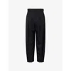 Bottega Veneta Womens Black Pleated High-rise Wool Trousers