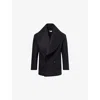 Bottega Veneta Stretch Wool Blend Felt Double Breasted Coat In Black