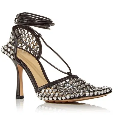 Pre-owned Bottega Veneta Womens Black Strappy Dressy Pumps Shoes 39 Medium (b,m) Bhfo 5199 In Web Sparkle/black