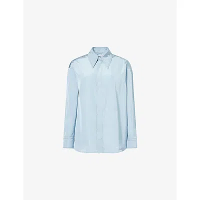 Bottega Veneta Womens Blue Gravel Parachute Bv Satin Shirt