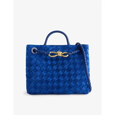 Bottega Veneta Womens Blue Royal Andiamo Small Leather Tote Bag