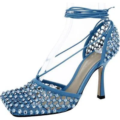 Pre-owned Bottega Veneta Womens Blue Strappy Dressy Pumps Shoes 39 Medium (b,m) Bhfo 5138 In Web Sparkle/pool