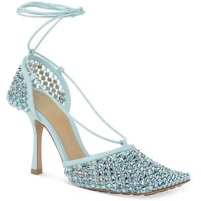 Pre-owned Bottega Veneta Womens Blue Strappy Pumps Shoes 38.5 Wide (c,d,w) Bhfo 2902 In Web Sparkle/pale Blue