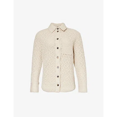 Bottega Veneta Crocheted Cotton Shirt In Bone Cloud