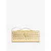 Bottega Veneta Womens Andiamo Intrecciato-weave Metallic Leather Clutch Bag Gold-m Brass In Gold-m Brass