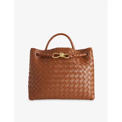 Bottega Veneta Womens  Andiamo Medium Leather Tote Bag In Brown