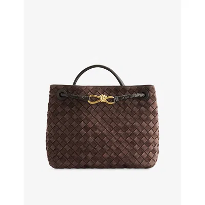 Bottega Veneta Womens Fondant-m Brass Andiamo Medium Suede Bag In Brown