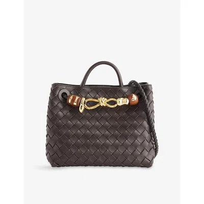 Bottega Veneta Womens Fondant-rhum-mb-fond Andiamo Small Wooden Leather Top-handle Bag