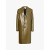 Bottega Veneta Bonded Leather Coat In Olive Oil
