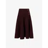 Bottega Veneta Womens Oxblood Melange Bouclé Flared Knitted Midi Skirt Xs In Burgundy