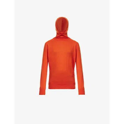 Bottega Veneta Womens  Brand-embroidery High-neck Cashmere Hoody In Poppy