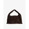 Bottega Veneta Womens  Intrecciato-weave Medium Suede Shoulder Bag In Fondant-m Brass
