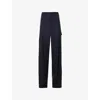 Bottega Veneta Womens Cargo-pocket Straight-leg Wool Trousers Midnight Blue In Midnight Blue