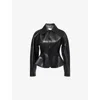 Bottega Veneta Leather Jacket With Collared Neck And Structured Silhouette In Black