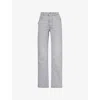 BOTTEGA VENETA WOMENS LIGHT GREY CONTRAST-PATCH FLARED-LEG MID-RISE DENIM JEANS XS