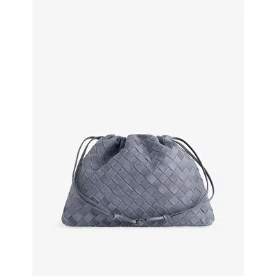 Bottega Veneta Womens Cloudy Indigo Dust Bag Suede Shoulder Bag