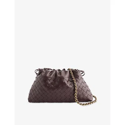 Bottega Veneta Womens Dark Barolo-m Brass Dustbag Intrecciato Leather Clutch Bag In Brown