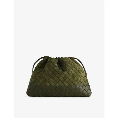 Bottega Veneta Womens  Dustbag Medium Suede Pouch In Green Tweed
