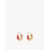 Bottega Veneta Womens Carnelian Enamel 18k Yellow-gold Plated 925 Sterling Silver Hoop Earrings In Carnelian