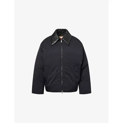 Bottega Veneta Womens Black Intrecciato-collar Woven Puffer Jacket