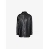 Bottega Veneta Black Shirt With All-over Woven Pattern In Leather Woman In Black