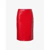 Bottega Veneta Womens Madder Intrecciato Leather Midi Skirt In Red