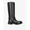 Bottega Veneta Knee High Boot Braided Strap Detail In Black