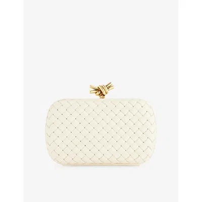 Bottega Veneta Womens String-m Brass Knot Intrecciato Leather Clutch Bag