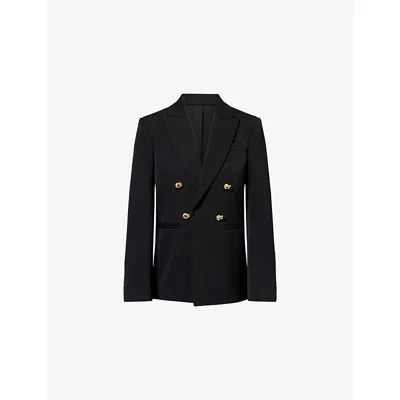 BOTTEGA VENETA WOMENS BLACK KNOT PEAK-LAPELS WOOL JACKET