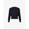 Bottega Veneta Womens Knot Twin-set Cotton Knitted Top Navy In Blue